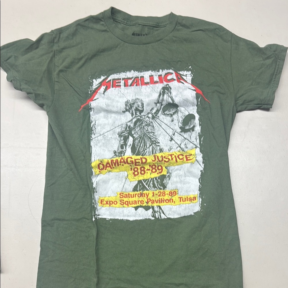 Metallica Olive Green Short Sleeve Tee with Vintage Graphic